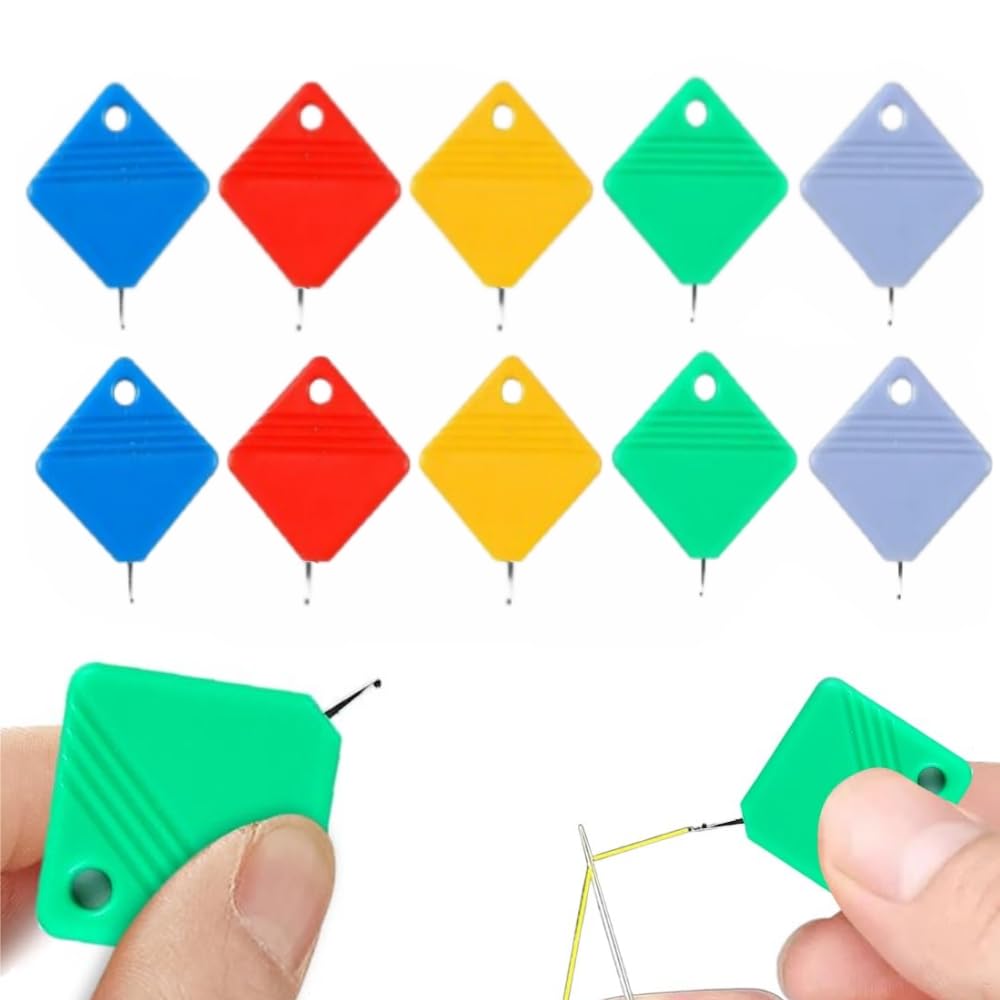 Automatic Needle Threaders for Hand Sewing, 2025 Upgrade Embroidery Floss, Sewing Machine Needle Threader, Sewing Supplies Tool, Fits All Needle Sizes (10, Color)