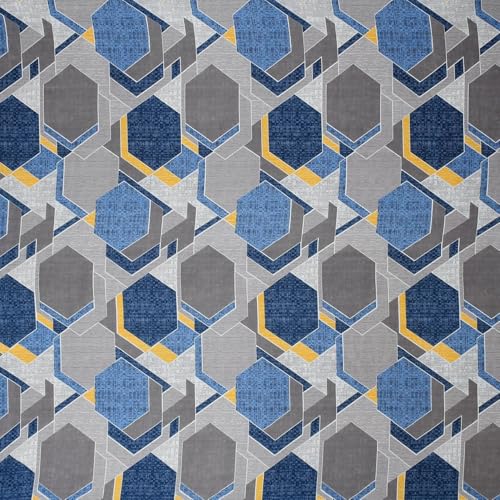 Image of Jashan Premium Cotton Fitted Bedsheets with 2 Pillow Covers for King Size Bed | 200-220 TC | Size 78x72+10 Inches | Grey & Blue | Soft, Durable, All-Around Elastic Modern Design