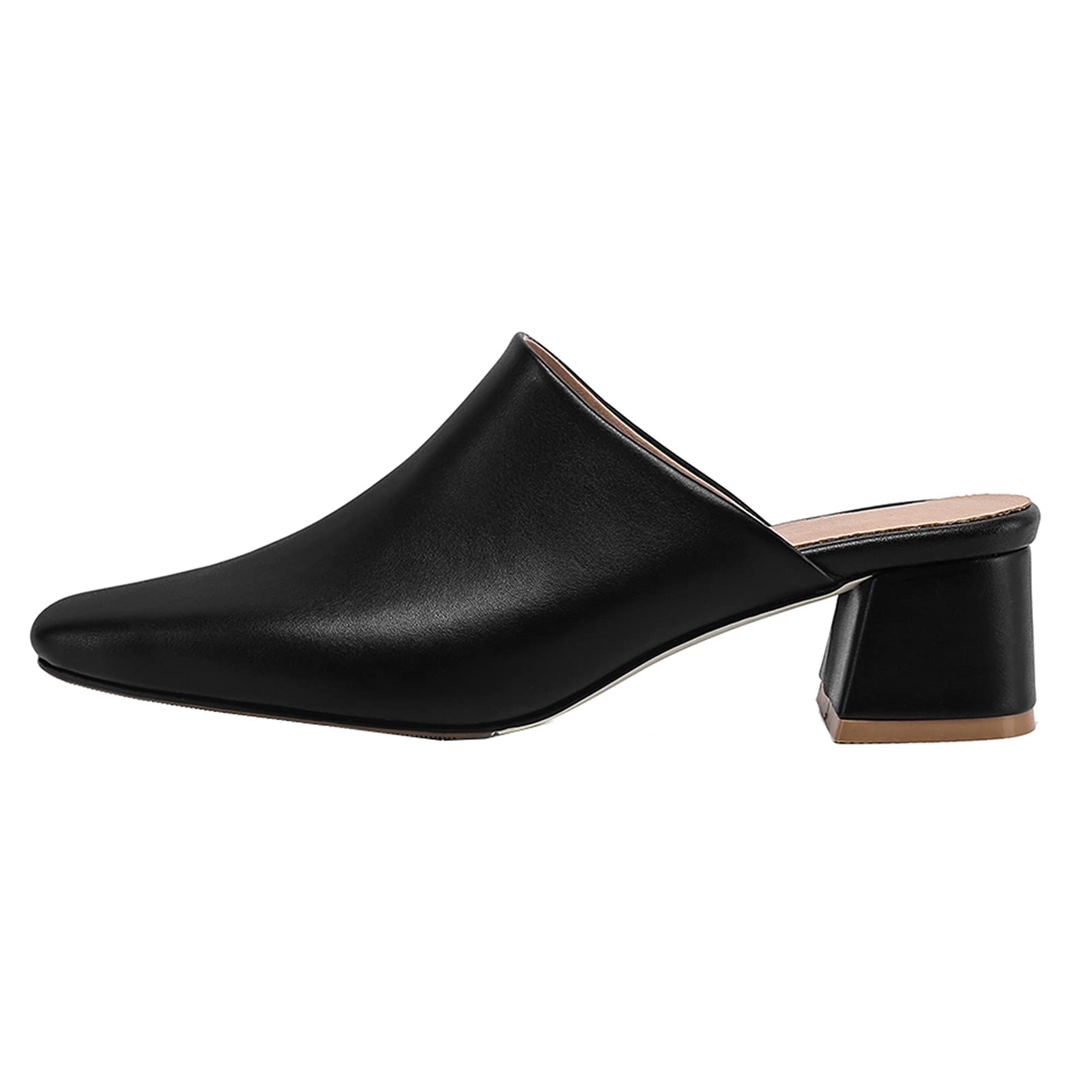 Mules à Talon Carré pour Femmes avec Bout Fermé