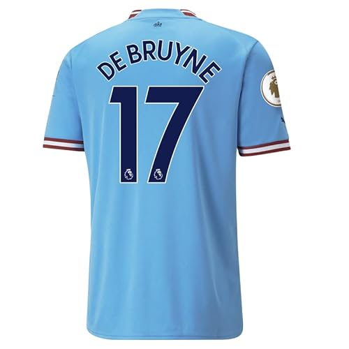 Manchester City Heimtrikot 2022/23 mit De Bruyne #17 Premier League Schrift und Champions Ärmelemblem - Herren - Größe M Cover