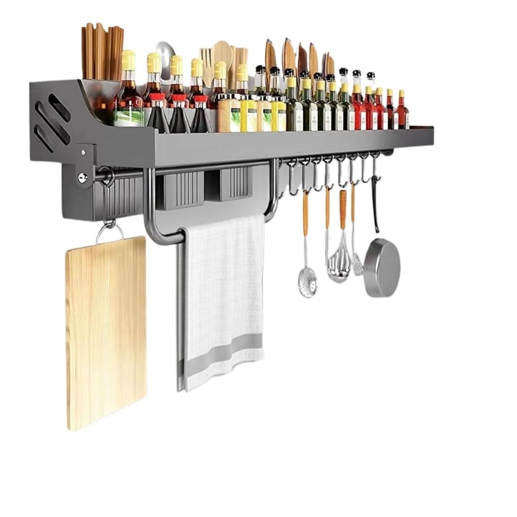 YNIYUJKL Spice Rack Spice Organizer Spice Shelf Stainless Steel Wall Mounted Spice Rack Knife Holder Tool Storage Racks Shelving Units Tableware Shelf Kitchen Rack Seasoning Organ