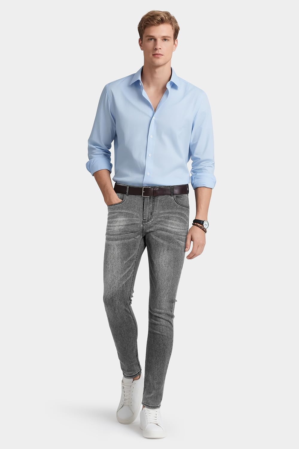 GINGTTO Jeans Uomo Pantaloni Skinny Elastico Pantalone Slim Fit Stretch Aderenti Denim Pants