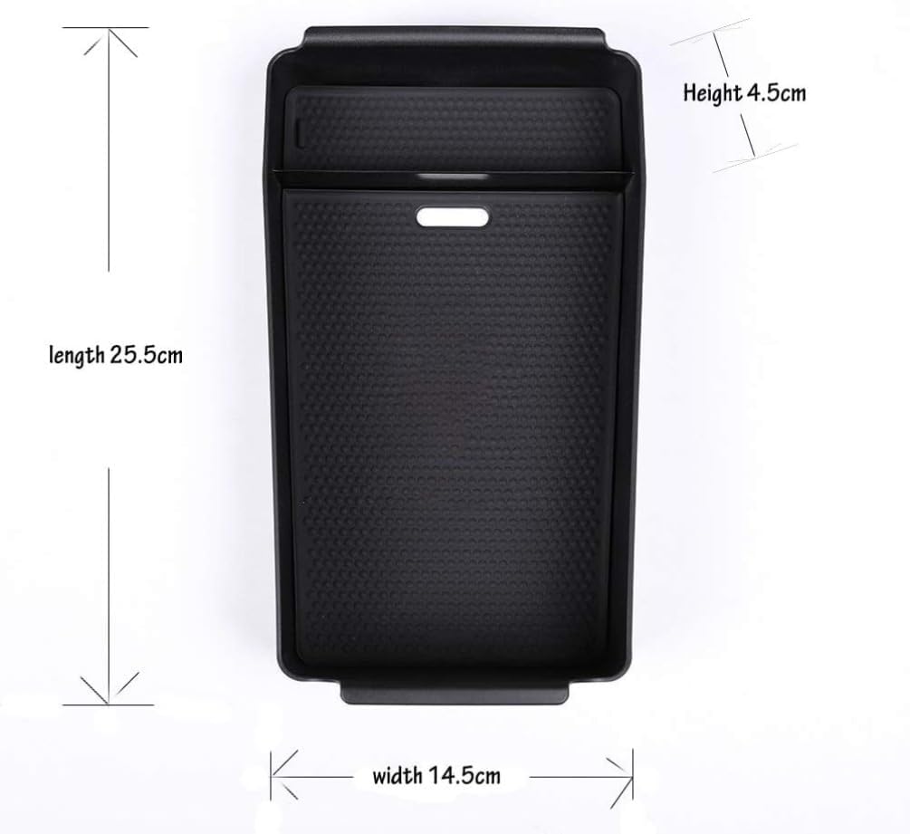 Compatible with Maserati Ghibli Levante Quattroporte 2013-2017 Plastic Center Console Orgnizer Tray Armrest Storage Box with Black Mat