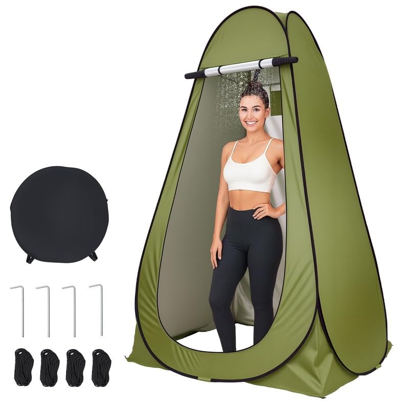 BREEZENEST Pop Up Tent | Toilet Tent for Camping Portable Privacy Shelter | Shower Tent for Outdoor Changing, Beach, Fishing | Instant Pop Up Toilet & Changing Room (Green)