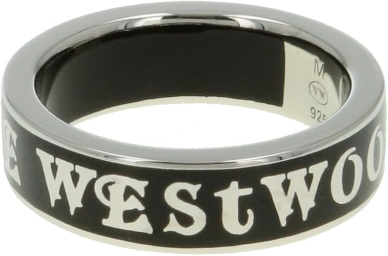 CONDUIT STREET リング Conduit Street Ring in PLATINUM-BLACK-Enamel | Vivienne
