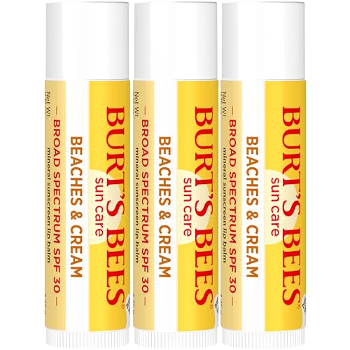 Burts Bees SPF 30 Lip Balm, Beaches and Cream, Water-Resistant Sun Care, Nano-Free Zinc Oxide Formula, Natural Origin Conditioning Lip Treatment, 0.15 oz., Three Tubes - image 9