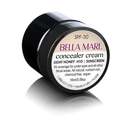 Natural Concealer Cream by Bella Mari (Light Honey, 0.5 Fl Oz Jar) - Made with Organic Ingredients - No Toxic Chemicals