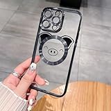 Weonmov for iPhone 15 Pro Max Case Clear Animal Cute Pig [ Compatible with MagSafe ] [ Strong Magnetic ] Full Camera Lens Protection Soft Shockproof Cover Phone Case - (Pig) Black