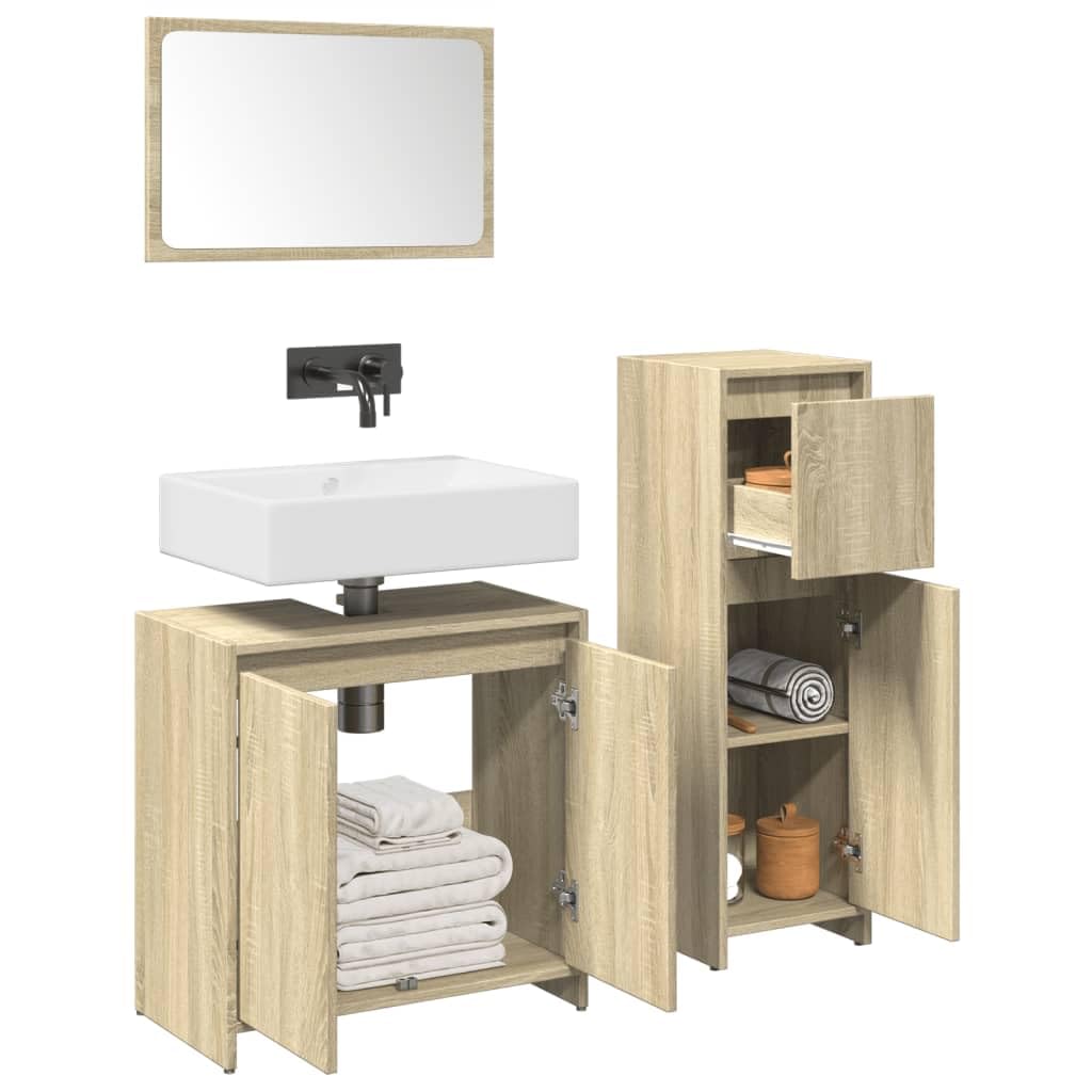 Juego de Muebles de Baño Madera Procesada Sonoma Roble