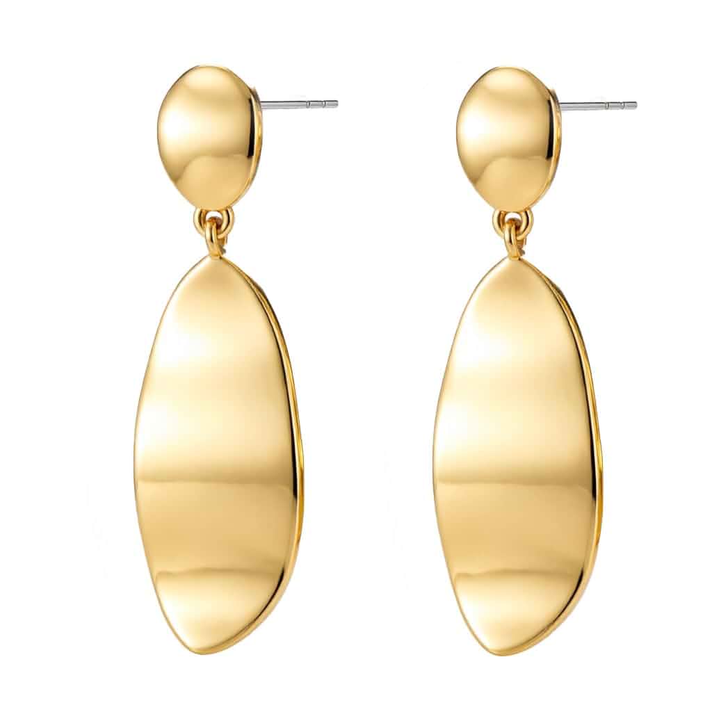 YUJIE Gold Drop Earrings for Women 14K Gold Plated Geometric Waterdrop Lightweight, Dangle Earrings, Minimalist Chunky Statement, Jewelry Gift