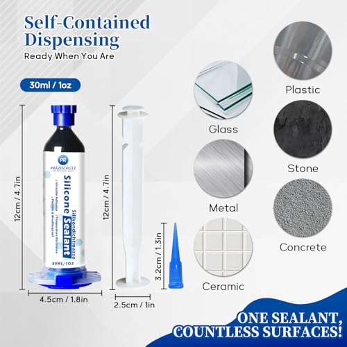 Image of RTV Silicone Adhesive Sealant - High Temperature & Waterproof Caulking for Home, Auto, & Crafts - Creates Flexible, Long-Lasting Seal on Kitchen, Bathroom, Shower, Window (Black, 30ml /1oz)
