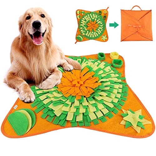 FREESOO Tapis de Snuffle Chien Pliable et Suspendu Tapis de Fouille Chien Multicolore Tapis de Dressage Animaux Entraîner Le Sens de l'odeur Alimentation Lente Jouet Tapis Reniflant De Chien 70*70CM