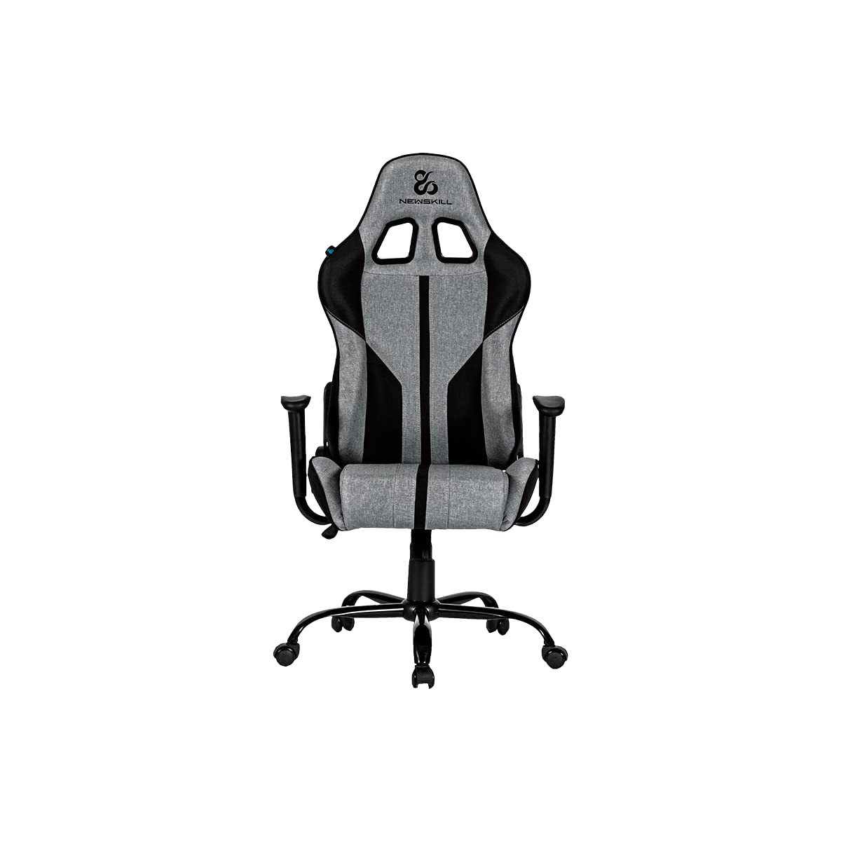 NEWSKILL Silla Gaming Tela Horus Zephyr, Reclinable 180º, Altura Ajustable, Ergonómica, Reposabrazos Fijos, Cojín Lumbar y Cervical Extraíbles, Ergonómica, Pistón Clase 4, Silla Gamer Gris