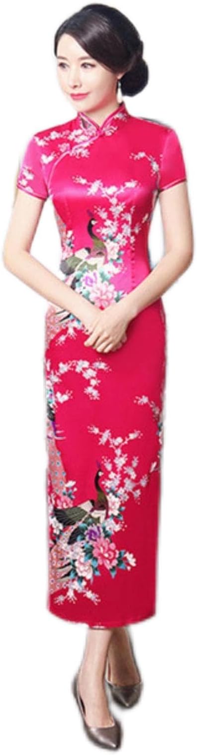 REDBMXREDBMX Summer Long Cheongsam Chinese Style Dress Womens Slim Qipao Vestido