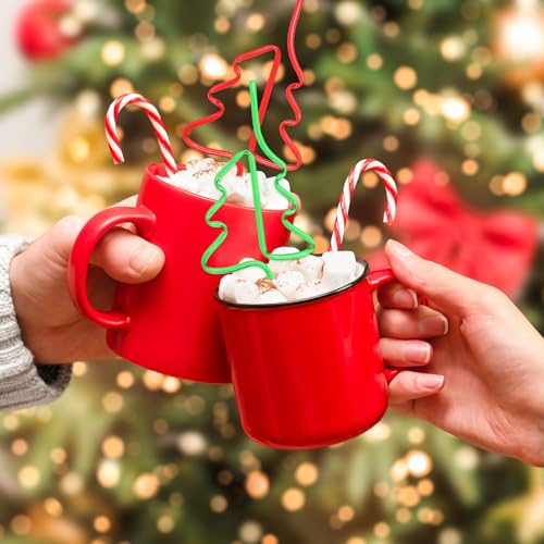 Whaline 50 pitillos plásticos navideños rojo y verde miniatura 7