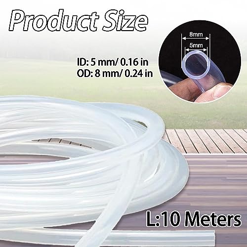 Tuyau PVC - 10 Metres de Tuyau de Pression de Tube, Tube de Silicone de Silicone Tres Souple 4 MM ID x 6 MM OD Tuyau a l'Air, Tuyau d'Oxygène d'Aquarium Tuyau de Carburant, Tuyau d'Huile