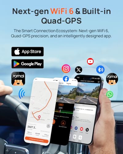 【70mai Dash Cam 4K T800E+Hardwire Kit UP06】 70mai 4K Dash Cam Front and Rear Inside, 3 Channel Car Dash Camera for Cars, Dashcam with GPS, Wi-Fi 6, Voice Control, Parking Monitor, Night Vision