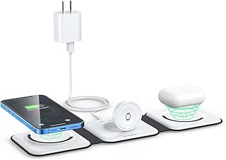 Wireless Charger 3 in 1,RTOPS Magnetic Travel Wireless Charging Station Multiple Devices,GaN 3 in 1 Charging Station,Compatible for iPhone16/15/14/13/Pro/Max,iWatch,AirPods4/3/2/Pro(Adapter Includes)