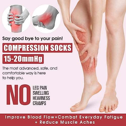 COOLOVER 4 Pairs Compression Socks for Women and Men -Best Support for Running, Nursing, Travel, Pregnancy4