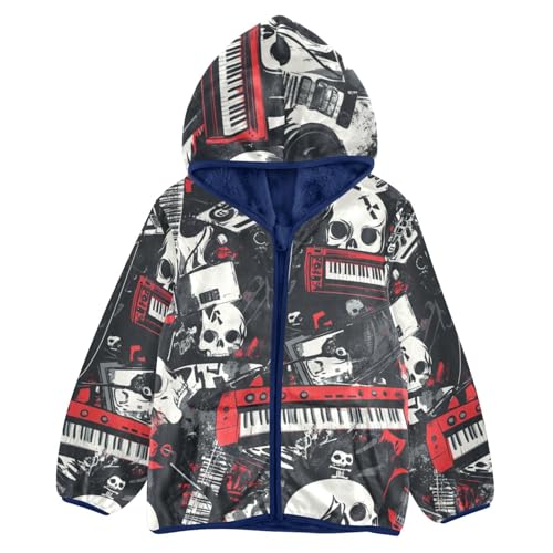 Punk Rock and Skull Girls Fleece Jacket Girls Fall Jacket Girls Zip Up Hoodie Girls Sherpa Jacket 2-10T