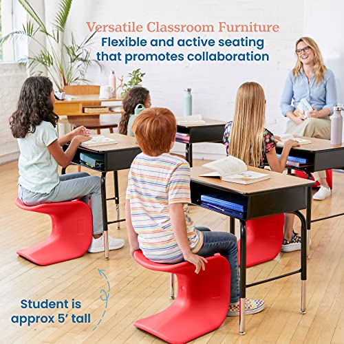 Image of ECR4Kids Wave Seat Perch Stool, 14in - 15.1in Seat Height, Flexible Seating, Red, 2-Pack
