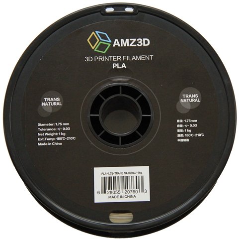 1.75mm Trans Natural PLA 3D Printer Filament - 1kg Spool (2.2 lbs) - Dimensional Accuracy +/- 0.03mm