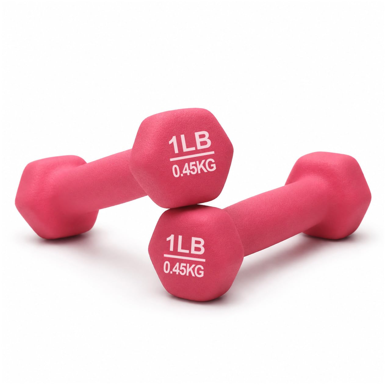 JIMWALT Premium Half Coating Cast Iron Neoprene Fixed Weight Dumbbells (1 LB Each (Pink))-image-42