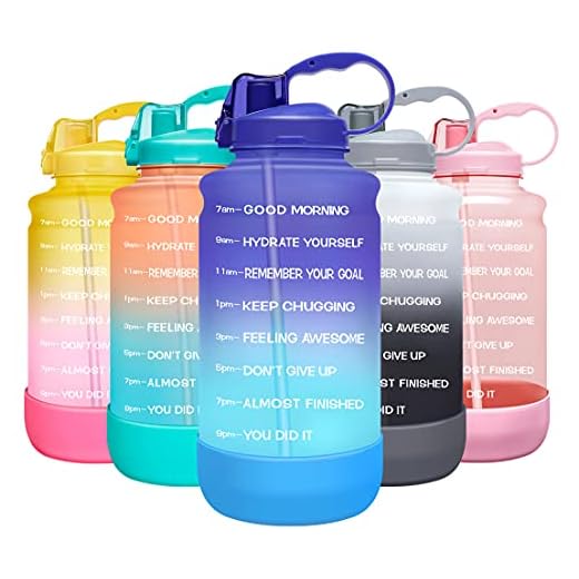 Elvira Large 1 Gallon/128 oz Motivational Time Marker Water Bottle with Straw & Protective Silicone Boot, BPA Free Anti-slip Leakproof for Fitness, Gym and Outdoor Sports-Purple/Green Gradient