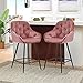 LEMROE Set di 2 sgabelli da bar in velluto con schienale e bracciolo, sgabelli da cucina imbottiti per colazione, alti, da bancone, mobili per la casa (rosa, altezza della seduta 64 cm)