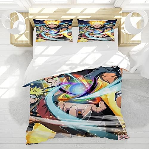 Klekyes Anime Bedding Duvet Cover Set,3D Anime Comforter Protector Quilt Cover Set Twin Full Queen King Size with Pillowcases for Bedroom Decoration (Twin 68x86inch, Color 2)