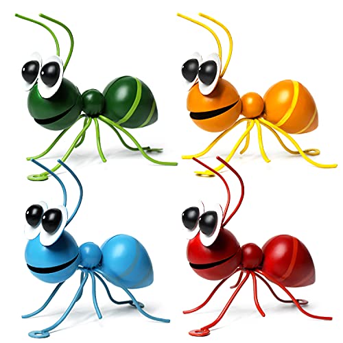 FANWNKI Ant Decor Metal Garden Wall Art Set of 4 Ants Figurines for Outdoor Garden Yard Lawn Supplies Home Decor