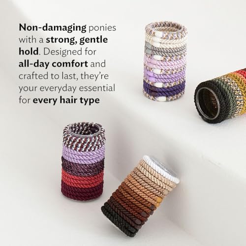 Image of L. Erickson Hair Ties, 8 Count - Grab & Go Ponytail Holders - No Damage for Thick Hair - Strong, Stretchy & Snag-Free - Hair Accessories, Blonde
