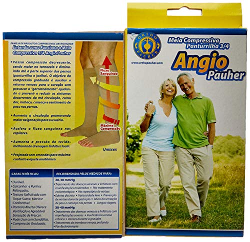 Ortho Pauher Meia Compressiva Panturrilha ¾ Angio Nude Médio