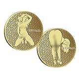 YOUNEEDFUL New 2PCS Heads and Tails Double Side Coin Lucky Coin Token Funny Prank Gifts for Coin Collectors (Golden)