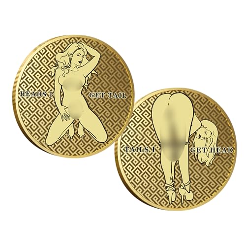 YOUNEEDFUL New 2PCS Heads and Tails Double Side Coin Lucky Coin Token Funny Prank Gifts for Coin Collectors (Golden)