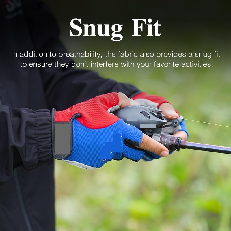 Gants résistants aux coupures, Gants de pêche à doigts longs, 3 doigts coupés, randonnée en plein air, pagaie, aviron, antidérapants(3 Cutting Blue)