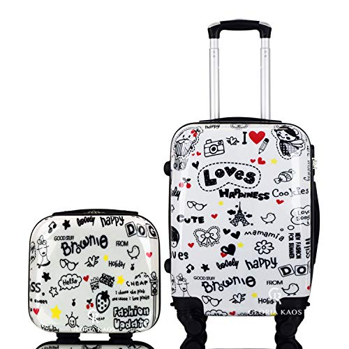 ABS Trolley Maleta 50 cm - Equipaje de mano super ligera con 4 ruedas con película protectora que se quita - Estupendo Para Vuelos Como Ryanair y EasyJet - Fantasía Loves Happiness