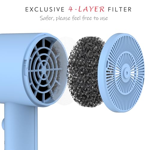 Image of AINA Hair Dryer with Diffuser,Comb Full-Featured Blow Dryer 110V(Blue) | 3 Heat /2 Speed;Cold shut button;Lightweight;Compact Size;High Temp;Low Airflow;Same Results;Less Expense