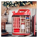 ミニバーキャビネットジャーセット、ガス缶テーマのウイスキーバーキャビネット、パーソナライズされたウイスキー収納ラック、男性、お父さん、夫、ボーイフレンドへのクリエイティブギフト、34.5 * 16.5 * 46cm(Red)