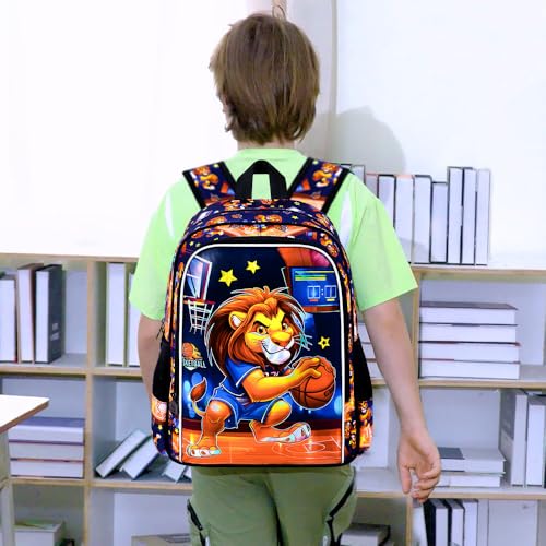 Image of CCJPX 3PCS Kids Backpack for Boys, 16 Inch Lion Water Resistant Preschool Backpacks, Cool Elementary Kindergarten School Bookbag Set for Travel