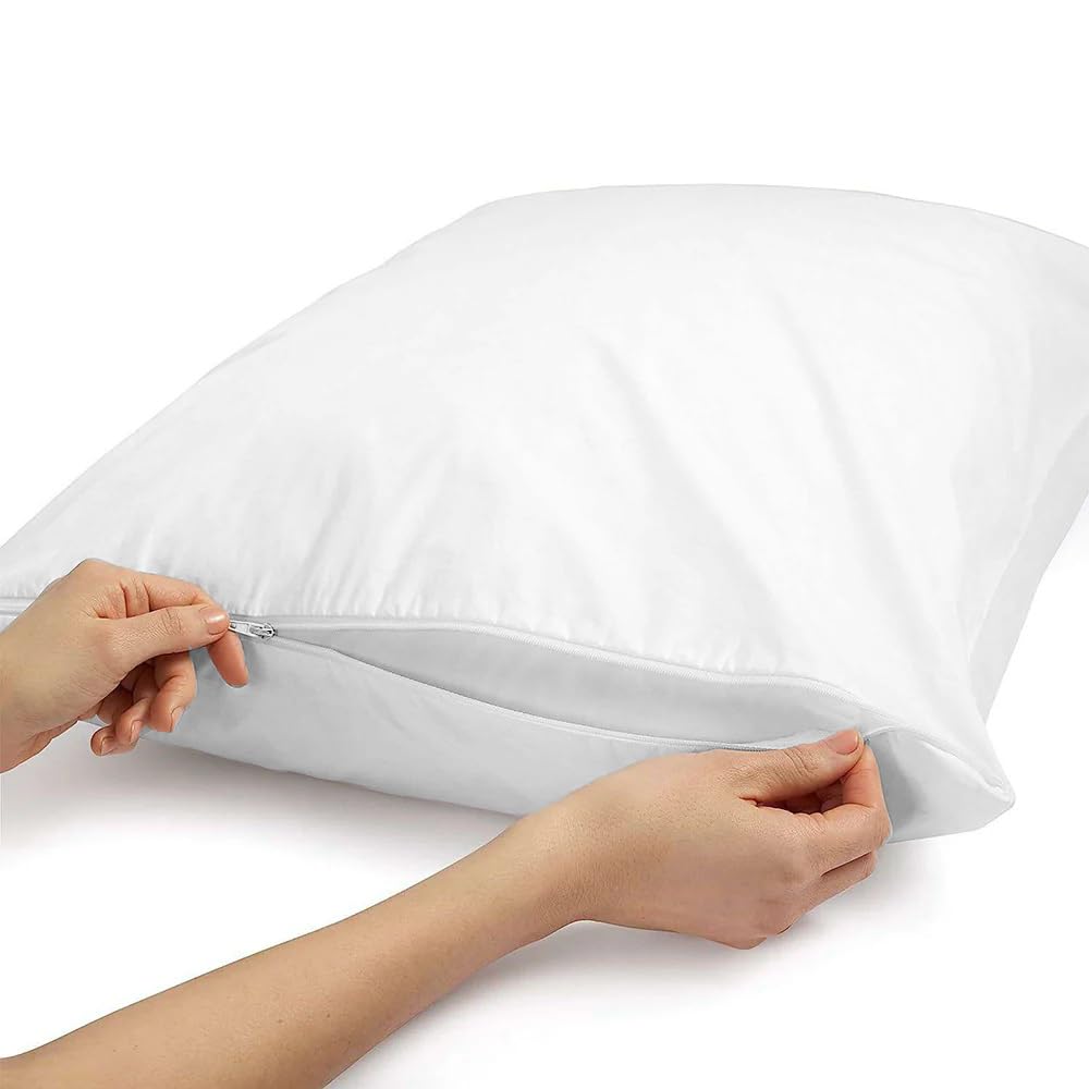 Sleep Well 144TC Polycotton Pillow Protector with Zipper Closure, White (4, 60x90cm)