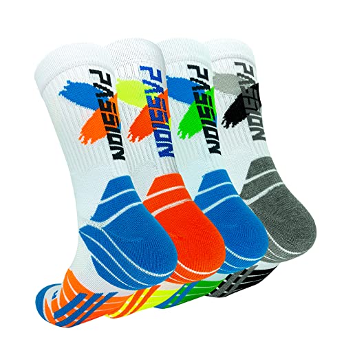 YQHMT Basketball Socks Outdoor Athletic Crew Socks Thick Compression Sports Socks for Men & Women 4 Pack