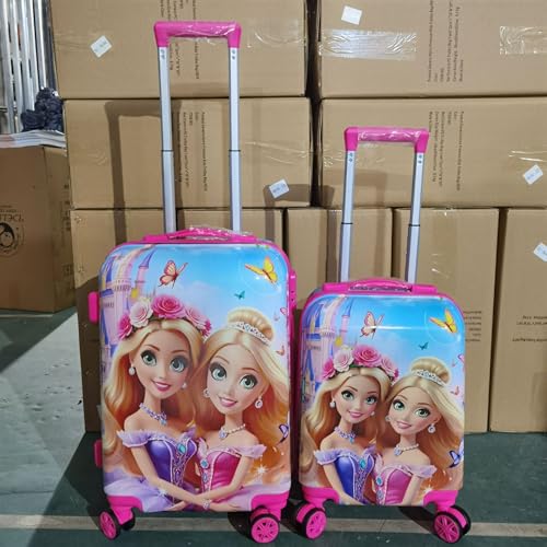 Image of ADSON Abs Kids Trolley 360 Rotating Luggage 360 Degree Wheels Princess Non-Breakable 20 Inch Kids Hardsided Suitcase with 4 Wheels, 360 Degree Wheel Travel Trolley Bag (Sky Blue & Pink Princess)