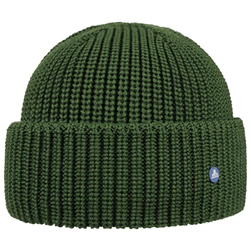 HAMMABURG Bonnet à Revers Femme/Homme - Made in Italy pour l'hiver en Laine Tricot avec Revers, Automne-Hiver - Taille Unique Vert