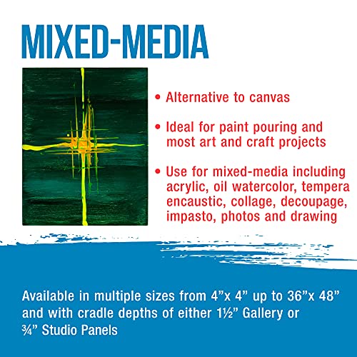 image for U.S. Art Supply Unfinished Cradled Wood Panels for Painting, 2 Pack of