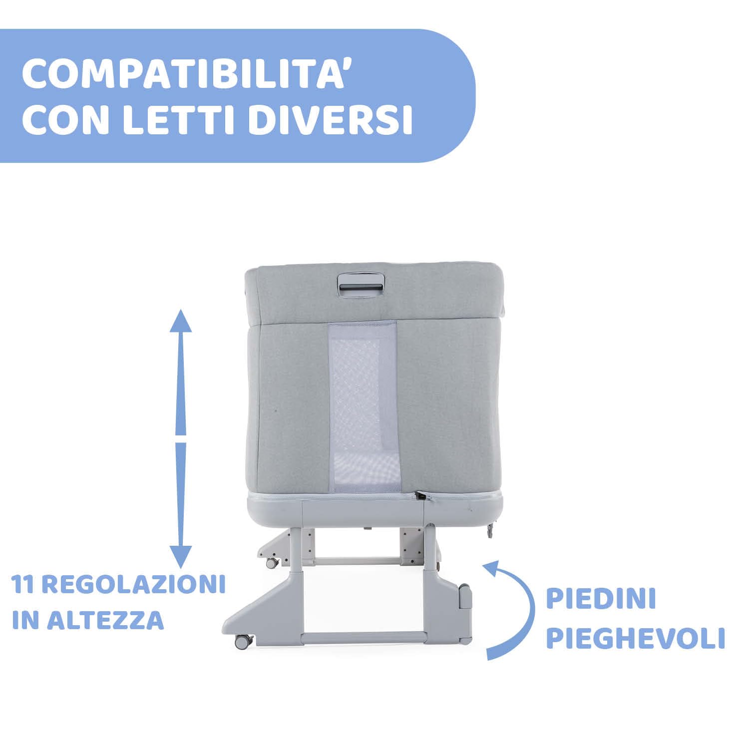 Chicco Next2Me Forever, Culla Neonato Fianco Letto 3in1, Culla che Diventa Lettino Montessori, Fino a 4 Anni (22 Kg), Altezza Regolabile, Buona Circolazione dell'Aria, 4 Ruote, Materasso incluso