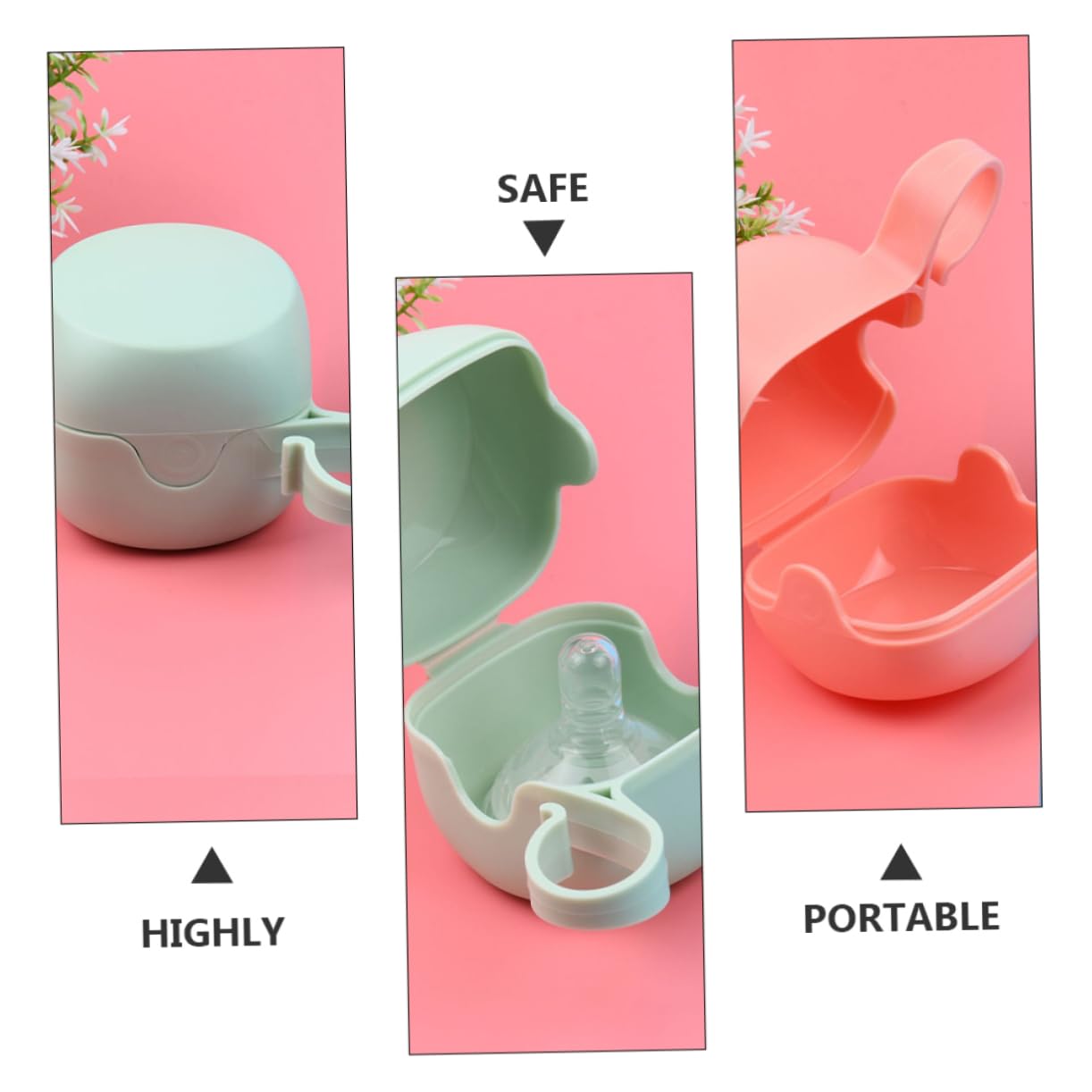 Beatifufu 4pcs Holder Compact Pacifier Storage Box Teething Pacifier Case Holder Material Stable Portable Easy to Store Color