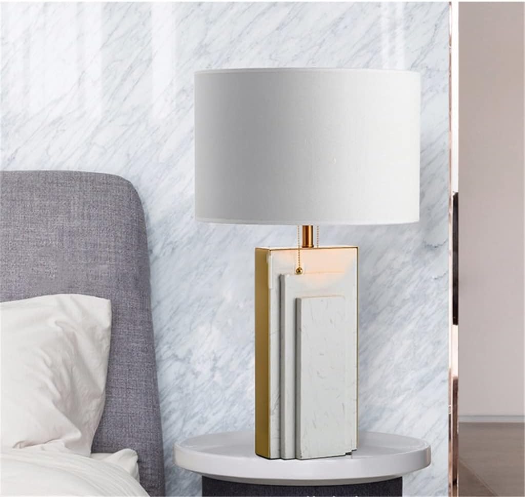 Desk Lamps Modern Desk Lamp Bedroom Marble Fabric Desk Lamp Home LED Decoration Living Room Office (Color : A Size : 36 * 68cm) (B 36 * 68cm)