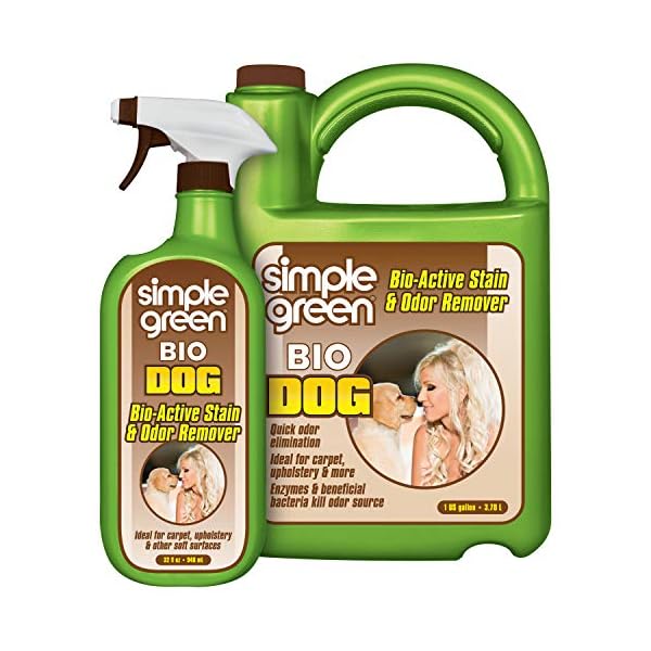 Simple Green Bio Dog Active Stain & Odor Remover – Enzyme Cleaner & Stain Remover for Carpet, Rugs & Fabric – eliminates Urine Odor (32 oz Spray & 1 gal Refill) Simple Green Bio Dog Active Stain & Odor Remover – Enzyme Cleaner & Stain Remover for Carpet, Rugs & Fabric – eliminates Urine Odor (32 oz Spray & 1 gal Refill)