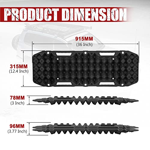 Bunker Indust Off-Road Traction Boards, Pair Recovery Tracks Traction Mat For 4Wd Jeep Mud, Sand, Snow Traction Pads-Black Emergency Tire Traction Device #TOP4